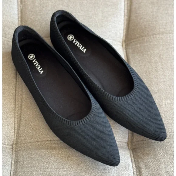 Vivaia Aria 5 Pointed Toe Flats Black Comfort Shoes 41.5, US 10 - Picture 3 of 12